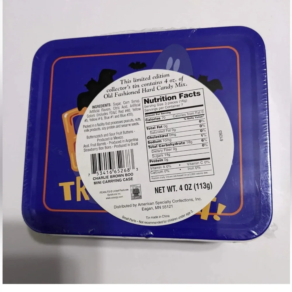 🆕 Charlie Brown Vampire Boo Trick or Treat Halloween Collector Metal Lunch Box
